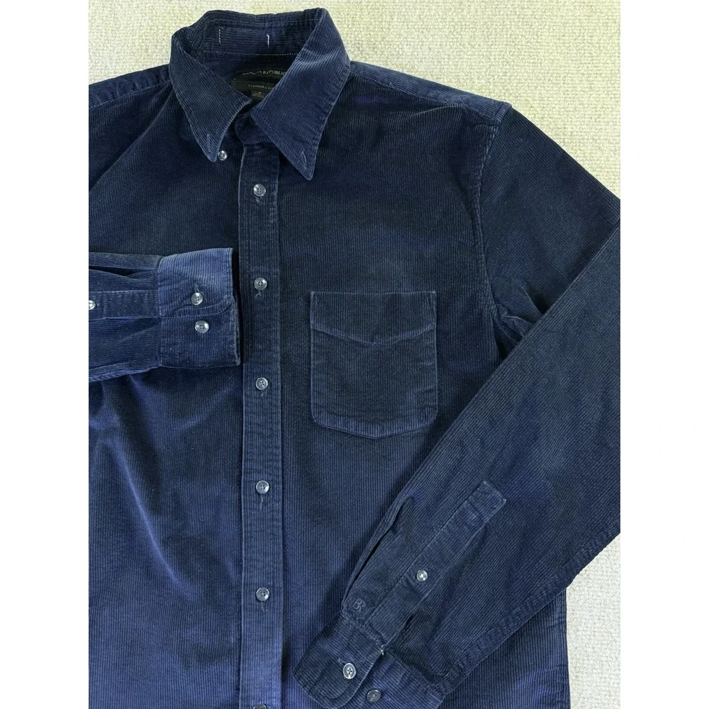 Banana Republic Lightweight Dark Navy Corduroy Long Sleeve Button Up Shirt